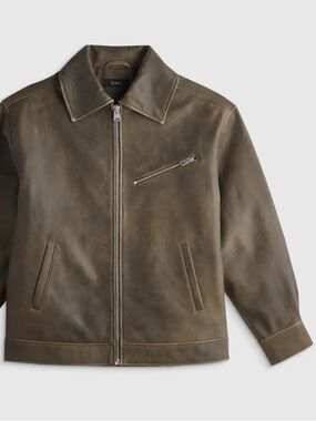 Quince Brown Leather bomber jacket size M